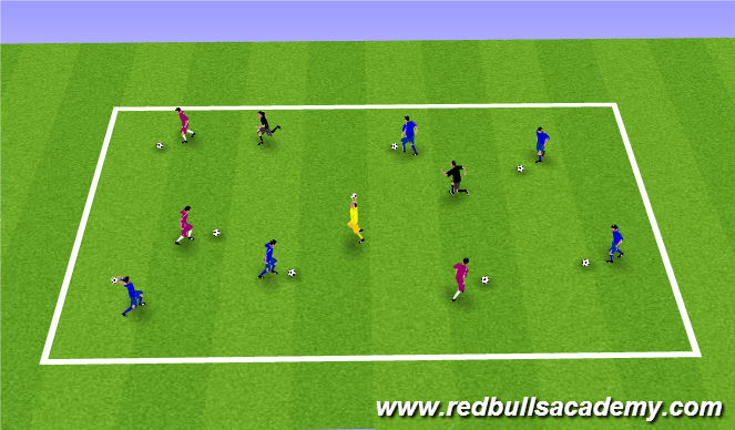 Football/Soccer Session Plan Drill (Colour): Warm-Up - Freeze Tag