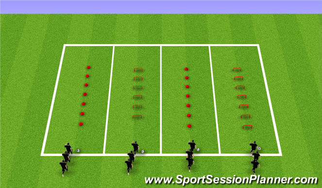 Football/Soccer Session Plan Drill (Colour): Station 1 - Relay Races