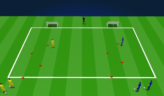 Football/Soccer Session Plan Drill (Colour): Dribbling race to score
