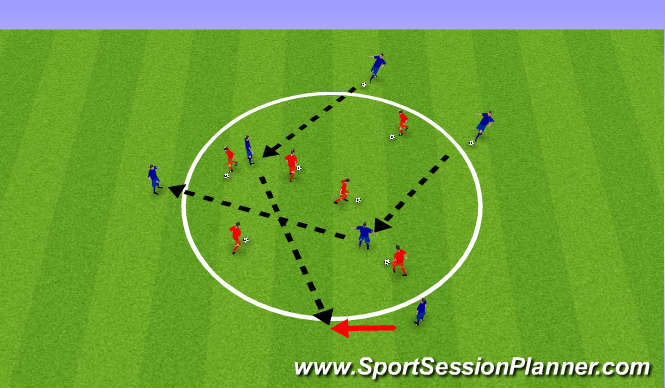 Football/Soccer Session Plan Drill (Colour): Finding Space Back Foot Receiving