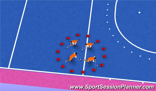 Hockey Session Plan Drill (Colour): King of the Circle