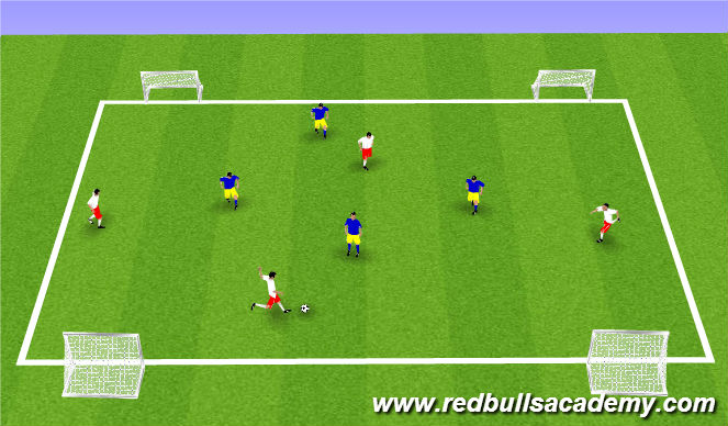 Football/Soccer Session Plan Drill (Colour): Four Goal Wide