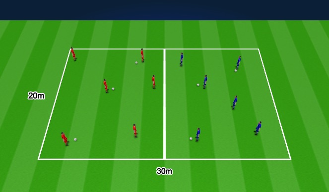 Football/Soccer Session Plan Drill (Colour): Warm Up 10-mins